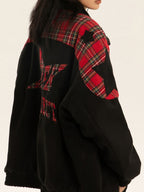 Vintage Plaid Star Splice Lapel Neck Jacket