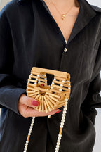 Fashionable Bamboo Pearl Handbag