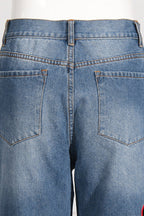 High Waist Heart Cutout Straight Jean