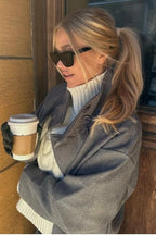 Chic Cropped Stand Collar Wool Coat