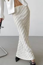 Lace Trim High-Slit Long Skirt