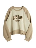 Letter Print Color Block Splice Raglan Oversized Hoodie