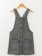 Hortensia Elevated Denim Overall Dress with Wide Straps and Buttons Chic Silhouette Collection