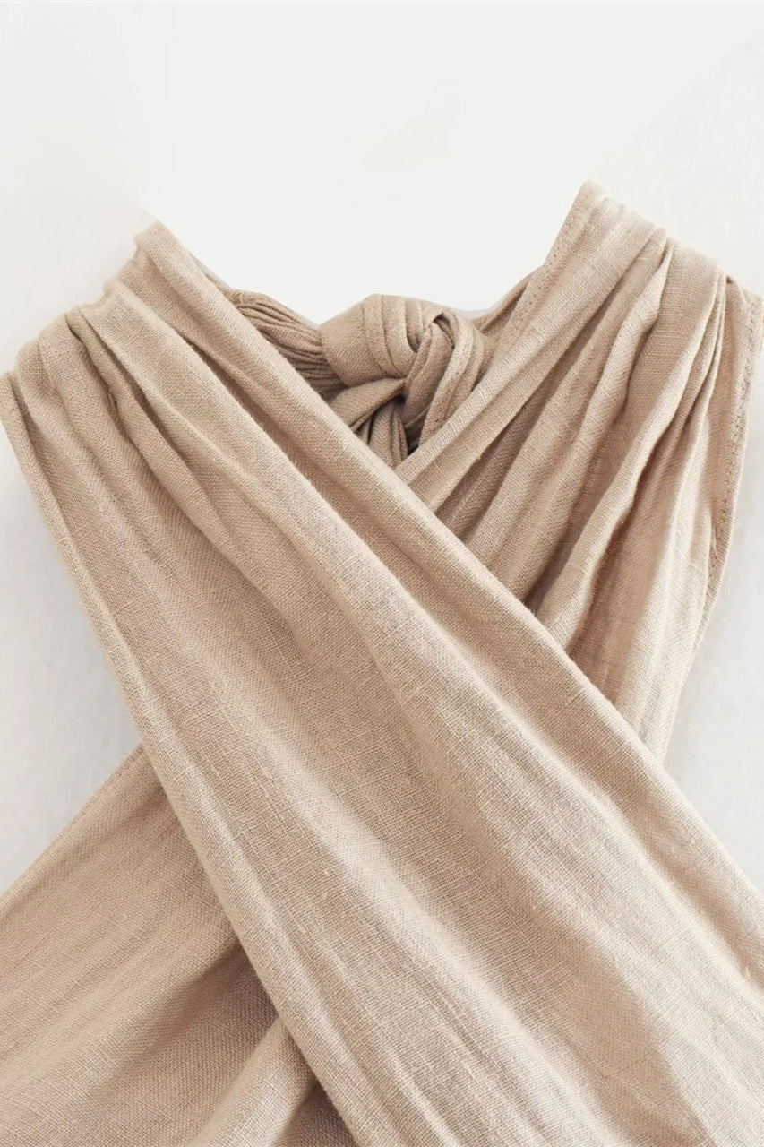 Minimalist Halter Linen Crop Top