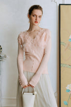Feather Lace Detail Knit Top