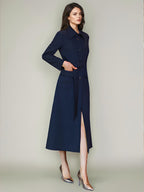 Women's Trench Coat Fashion Polyester Turndown Collar Sash Long Sleeves