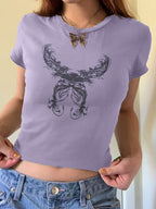 Vintage Feather Wings Hand Printed Tee