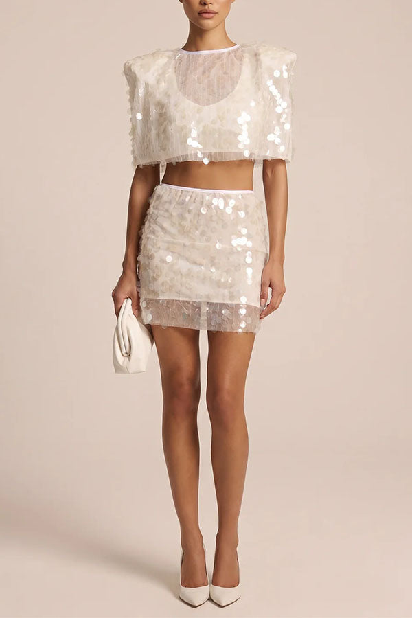 Aura Sparkly Sheer Mesh Sequin Co-ord Set