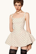 Polka Dot Square Neck Fit and Flare Mini Dress