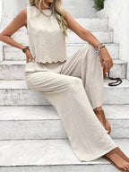 Tie Back Tank and Wide Leg Pants Set