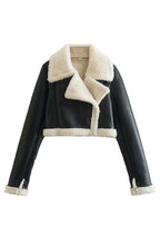 Luxe Sherpa Trim Leather Jacket - Short ZippeRed Style
