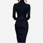 The Miriam — Belted Pencil Dress with Gold Buckle