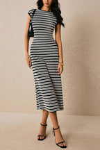 Striped Knit Bodycon Work Dress