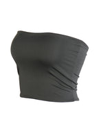 Plain Short Style Navel Exposed Bandeau Top
