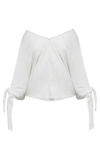Joyful Bond Linen Blend V-neck Knotted Cuff Half Sleeve Loose Top