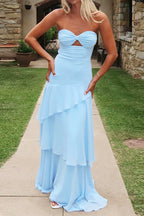 Chic Strapless Layered Elegant Prom Dress