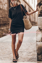 Ready for Summer Cotton Blend Bell Sleeve Ruched Mini Dress