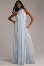Blue Halter Maxi Dress