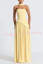Elegant Off Shopulder Chiffon Pleated Hem Scarf Slit Maxi Dress
