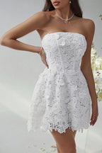 Sexy Bodycon Solid Embroidered Strapless Cocktail Dress