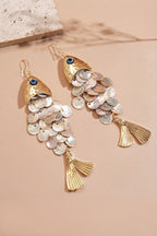 Fish-shaped Shell Tassel Ear Hooks