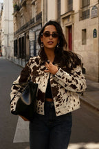 Color Block Printed Wool Jacket