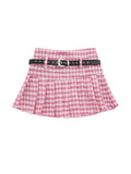 Plaid Pleated With Star Belt Mini Skirts