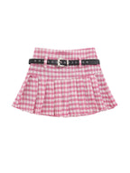 Plaid Pleated With Star Belt Mini Skirts