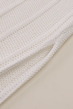 White Split Backless Tie Knit Cardigan Sweater Dress