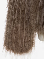 Faux Fur Coats Apricot Long Sleeves Faux Fur Jacket Winter Coat