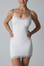 Lace Trim Spaghetti Strap Scoop Neck Slip Bodycon Mini Dress