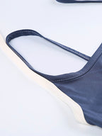 Vintage Blue Contrast Color Mock Two-Piece Camisole