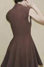 Sleeveless Mock Neck Fit and Flare Mini Dress