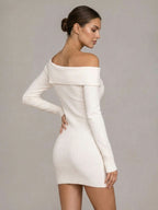 Off Shoulder Knit Mini Dress For Women 2026