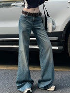 Retro Water Mark Design Flare Jeans