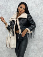 Women's Jackets Turndown Collar Spring Black Punk Outerwear For Women