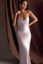 Satin Ruched Bust Spaghetti Strap Maxi Slip Dress