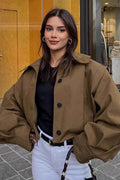 Chic Pleated Detail Short Coat
