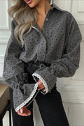 Heart Print Lace Trimmed Blouse