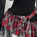 Long sleeve irregular plaid ruffle 2 piece mini dress  | Festival Outfits Women