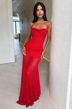 Sheer Mesh Off Shoulder Maxi Dress