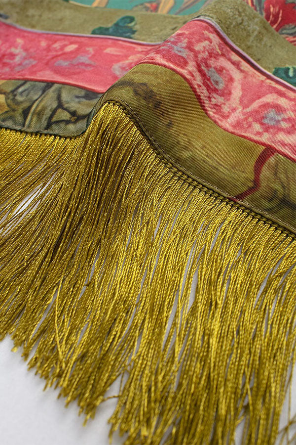 British Retro Diamond Tassel Square Scarf