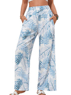 Tropical Wide Leg Pants | Shirred Waist Women__ Style