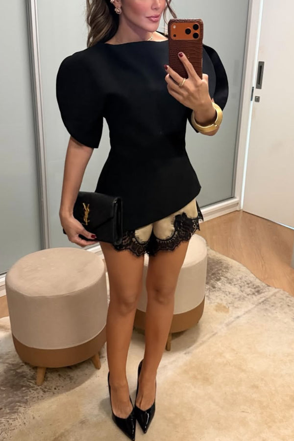 Stylish Satin Lace-trimmed Casual Drawstring Shorts