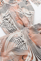 Khaki Halter Wrap Neck Side Cutout Sash Tie Abstract Print Mini Dress