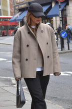 Vintage Brown V-Neck Wool Coat
