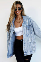 Distressed Utility Denim Jacket