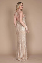 Long Formal Fitted Sequin Prom Dress