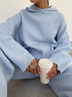 Solid Oversized Hoodie & Drawstring Wide Leg Pants Set