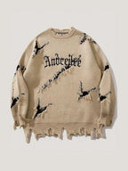 Oversized Sweater With Ripped Letters